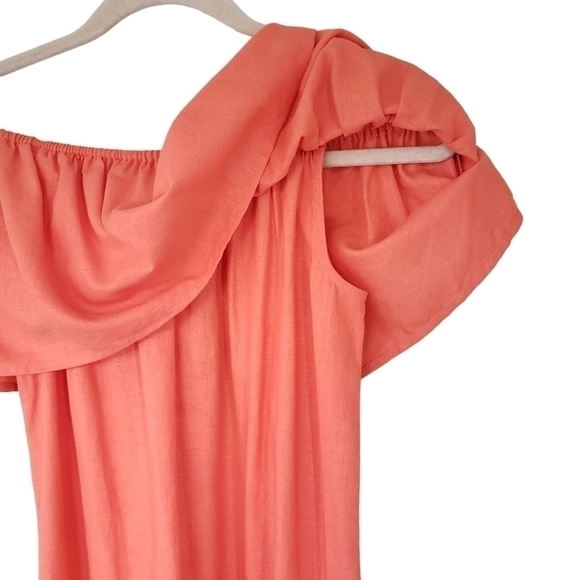 Show Me Your MuMu Orange Off The Shoulder Linen Mini Dress - Picture 8 of 11